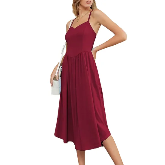 High Quality V-Neck Casual Women Dress Pure Color Long Sleeve Ladies Dress