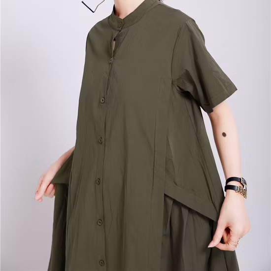 High Quality V-Neck Casual Women Dress Pure Color Long Sleeve Ladies Dress